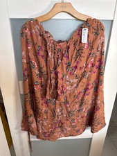 Pumpkin Spice Floral Printed Short Sleeve Top Size M By Easel             45-36 picture