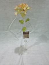 MINT Vintage Dea Capodimonte Porcelain Yellow Rose Glass Stem Base Italy picture