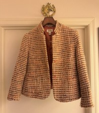Talbots Women’s Tweed Boucle Jacket Blazer Orange Cream Brown Classic picture