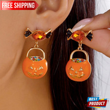 Halloween Pumpkin Earrings Cute Jack O Lantern Drop Earrings Women Girls Jewelry picture