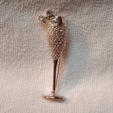 Carolee Vintage Pin Champagne Glass Rhinestone  Limited Edition 1994 picture