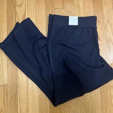 T By TALBOTS Women Navy TECH STRETCH STRAIGHT PULL-ON Pant Mid Rise Full Length picture