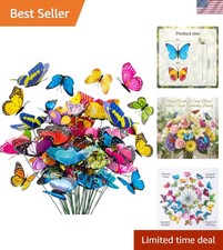 RAINFLOW 50PCS Butterfly Decorations - Garden Stakes Butterfly, Mixed Colors picture