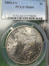 1884 CC Carson City Mint Morgan Silver Dollar $1 PCGS MS 64 picture