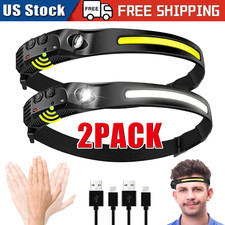 2X Waterproof COB Headlamp Night Buddy LED Sensor 230° Head Torch Headlight Lamp picture