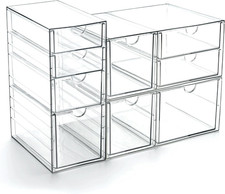 Prsildan Acrylic Drawer Makeup Organizer with 9 Drawers, Set of 3 Office Desk Or picture