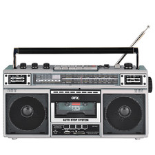 Silver QFX J-230BT(220BT) Retro AM/FM Radio+Rechargeable+Cassette MP3 Converter picture