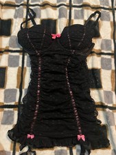 Victoria’s Secret Vintage Y2K Lingerie Ribbed Top With bows And Lace picture