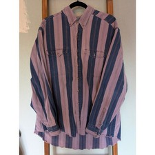 Vtg Wrangler Brushpopper Button Up Rodeo Cowboy Western Shirt Striped XL 18-35 picture