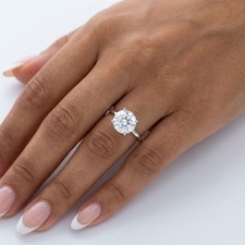 3.7CT NATURAL DIAMOND G/VS2 ROUND BRILLIANT PLATINUM FOUR-PRONG HALO ACCENT RING picture