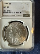 1896  MORGAN DOLLAR NGC MS63 . Incredible Coin.🍒🍒🍒🇺🇸 picture