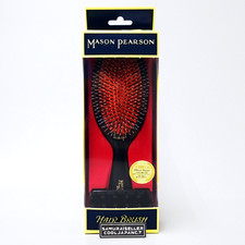 Mason Pearson Junior Bristle Nylon Hairbrush BN2 Dark Ruby w/ Cleaning Brush NEW picture