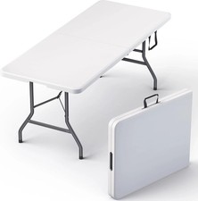Used 3/3.5/4/5.5/6/8 Ft Plastic Folding Table Indoor/Outdoor Dining Party Use picture
