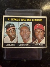 1967 Topps N.L. RBI Leaders #242 Hank Aaron Roberto Clemente Richie Allen HOF EX picture