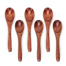 6in Wooden Spoons, 6pcs Soup Spoons Set, Small Wooden Utensils for Coffee, picture