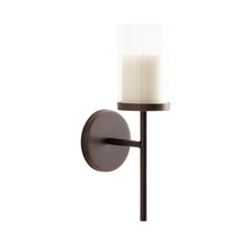 Kate and Laurel Blaise Metal Wall Sconce 5x6x14 Antique Bronze Round Glass picture