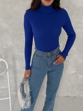 VAV Women's Turtleneck Knit Top 10 Colors Turtleneck Basic Body Ribbed Top picture