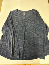 Sonoma The Everyday Tee Women's Plus 1X Blue Heather V-Neck Long Sleeve Tee picture