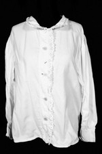 Antique French Edwardian White Cotton Blouse Size  Large 40