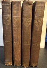 Antique Jack London 4 Volume Hardcover Book Set Leslie-Judge Co Illustrated Gilt picture