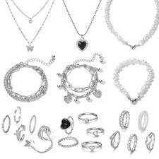 IFKM 21 PC Silver Plated Jewelry Set with 3 Necklace, 3 21 Pcs picture