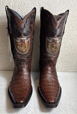 Texas Country Men’s Genuine Caiman Brandy Brown Western Cowboy Boots Size 7 picture
