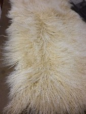 White REAL FUR BLANKET THROW MONGOLIAN SHEEPSKIN TIBETAN LAMBSKIN THE BLOCK picture