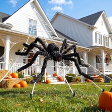 236'' Big Spider Web Halloween Decor+70'' Huge Spider for Roof with Triangular B picture