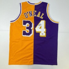 Autographed/Signed Shaquille Shaq O'Neal Los Angeles Split Jersey BAS COA picture