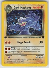 SWIRL Dark Machamp 1st Ed Holo 10/82 Team Rocket Pokemon MP (small crease) picture