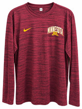 Nike Dri FitLarge Minnesota Golden Gophers Long Sleeve Shirt Maroon Gold  picture