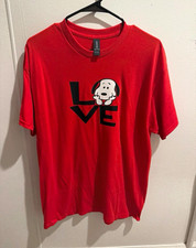 Peanuts Snoopy Love Men's L Red Graphic Print Crew Neck Short Sleeve T-Shirt picture