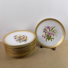 10 Antique T&V Limoges Hand Painted Botanical Plates Ovington Bros New York picture