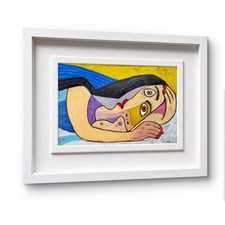 Pablo Picasso Oilstick Painting Hand Signed Modern Art Design Portrait picture