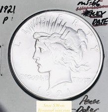 1921-P  GEM BU+++  BRILLIANT UNCIRCULATED KEY DATE U.S. PEACE DOLLAR. WOW picture