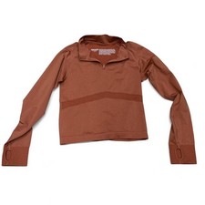 PINK Active Victoria's Secret Quarter Zip Long Sleeve Top Rust M/L picture