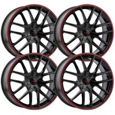 (Set-4) Touren TR60 16x7 5x100/5x114.3 42mm Black Red Wheels Rims 16 Inch picture