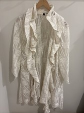 Design Today’s  Women’s Off White Rose Pattern Lacey Open Cardigan W/ Pockets XL picture