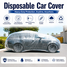 20 PC Extra Large CLEAR DISPOSABLE PLASTIC CAR COVER 16x24FT picture
