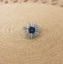 Pre-owned David Yurman Hampton Blue Topaz & Diamond Starburst Ring Sz 8.5 picture