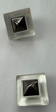 Authentic Alexis Bittar Handcarved Clear Lucite Clip-on Statement Earrings picture