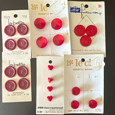 Vintage Original Plastic Sewing Buttons Mixed Lot on Cards 21-50 Red/Purple picture