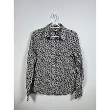 Talbots Womens 14 Floral Long Sleeve Stretch Cotton Button Down Shirt Blouse picture