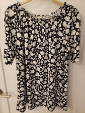 NWOT Talbots Womens Black/White Blouse Short Sleeve Plus Size X picture