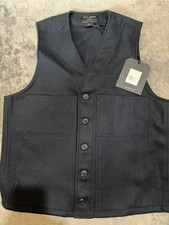 Filson Wool Vest Navy Blue 100% Virgin Wool Mens Size Medium Made In USA EUC picture