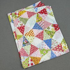 Vtg Burlington House Patchwork Kaleidoscope Quilt Print Flat Sheet 72x104” Full picture