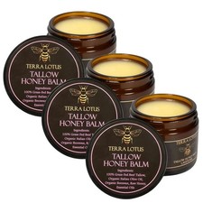 3PC Organic Grass-Fed Beef Tallow Balm with Raw Honey Lavender Skin Moisturizer picture