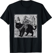 Vintage 90s Knight Riding Cat Graphic T-Shirt picture