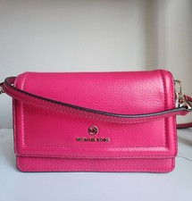 Michael Kors Wallet On A Chain Jet Set Crossbody Deep Pink Leather  picture