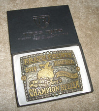 2019 Erath Rodeo Roping Champion Heeler Tres Rios Silver Trophy Belt Buckle picture